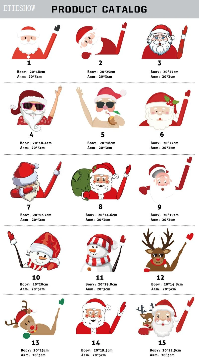 santa claus waving car wiper stickers