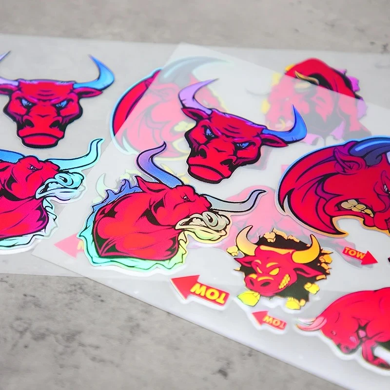 6PCS/SET Holographic Bull Decals factory