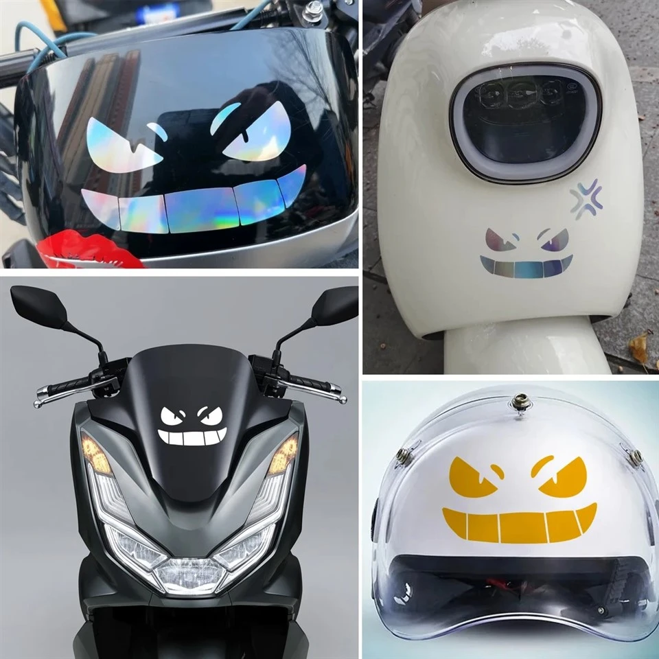 Demon Grin Reflective Moto Stickers high quality