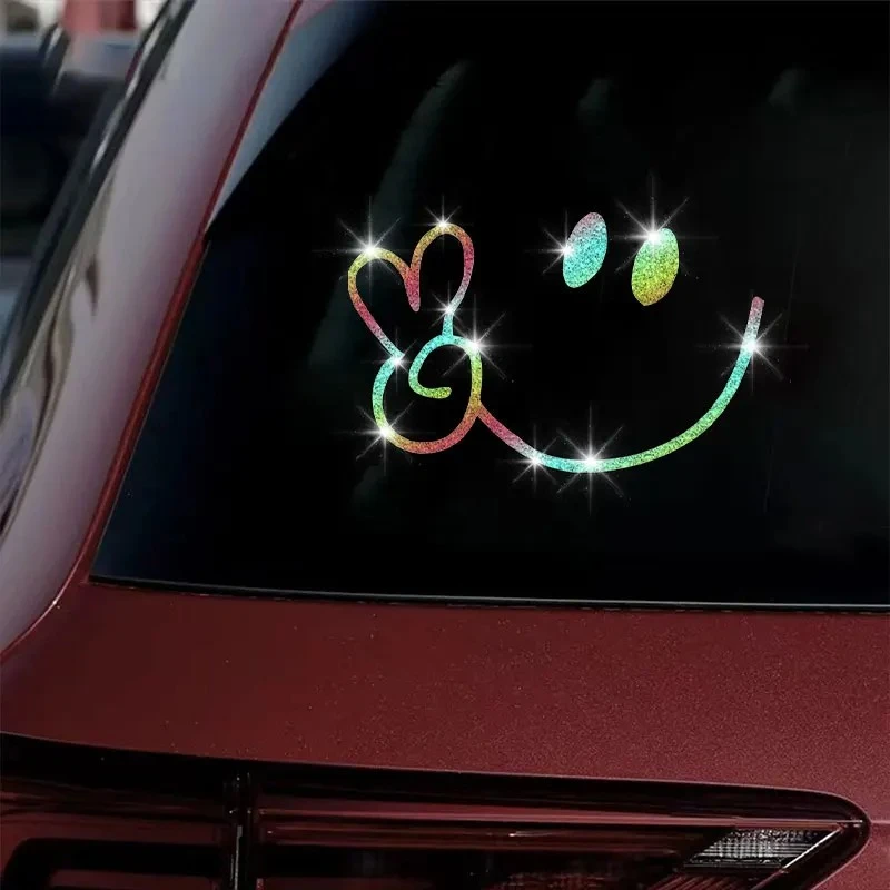 Glitter Smiling Face OK Gesture Motorcycle Sticker price