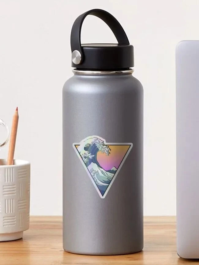 Great Wave Aesthetic Holographic Sticker For Laptop factory
