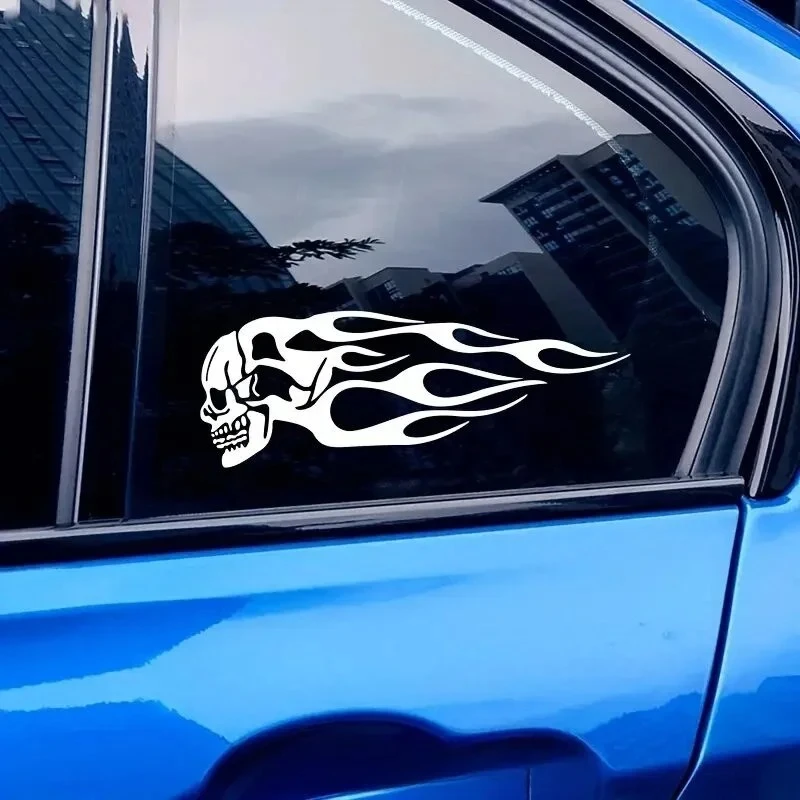 Skull Flames Badge Stickers
