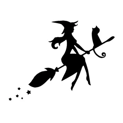 Flying Broom Witch Beauty สติ๊กเกอร์แมวไวนิลรูปลอก