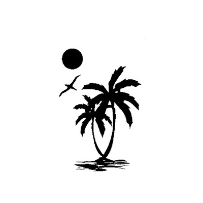 Sun Palm Tree Beach Car Sticker