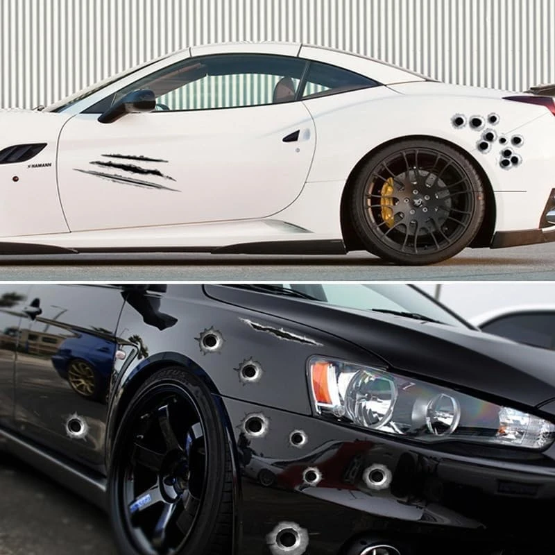 Sticker Bullet Holes Car